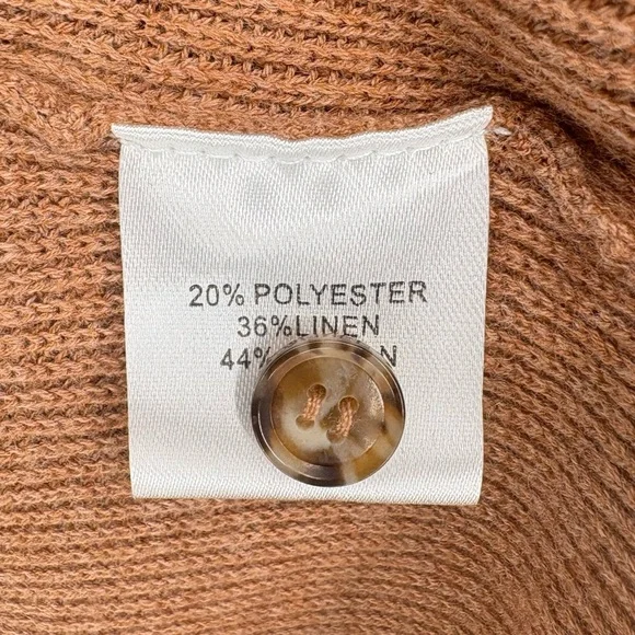 NWT Amour Vert Lily Rib-Knit Cropped Cardigan Sweater | Sz Medium | Camel Tan - Picture 11 of 13